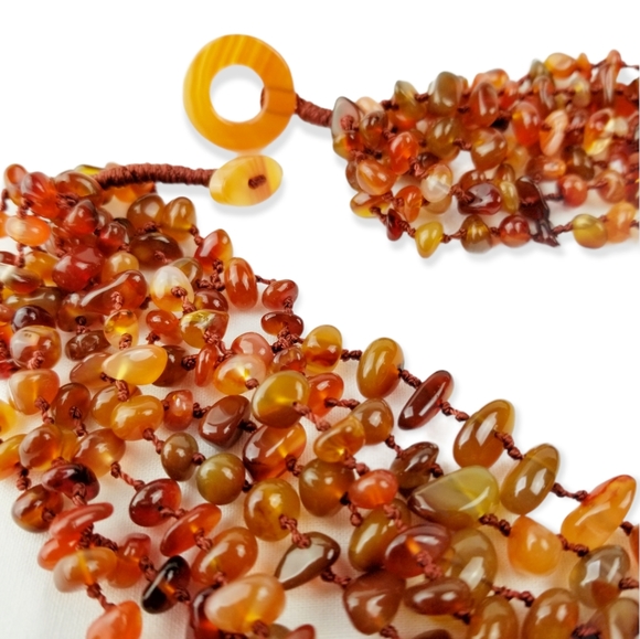8 Strand Genuine Carnelian Necklace EUC - Picture 8 of 9